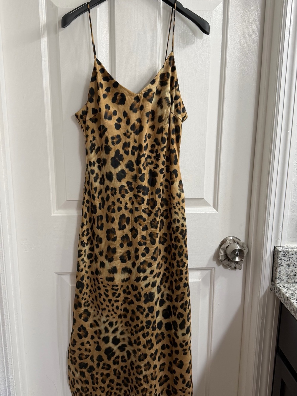 Leopard Print Slip Dress - Tan and Black